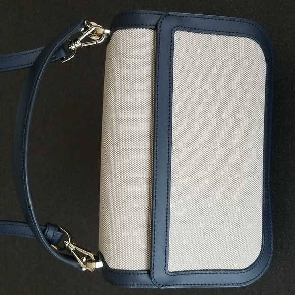 kate spade Audrey Canvas Top Handle Flap Crossbody, Color: Blazer Blue Multi - Picture 7 of 15